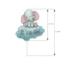 Lade das Bild in den Galerie-Viewer, Cake Topper &quot;It`s a Girl&quot;, Babyelefant
